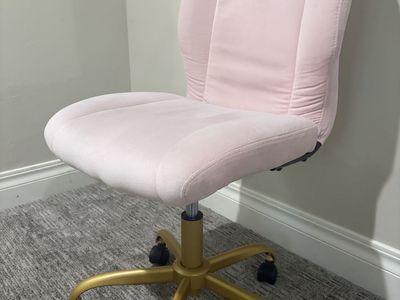 Pink Fabric Adjustable Office Chair