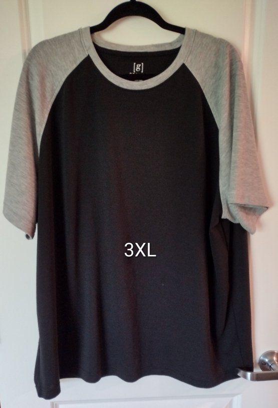 Unisex 3XL Gray & Black Raglan Tee T-Shirt