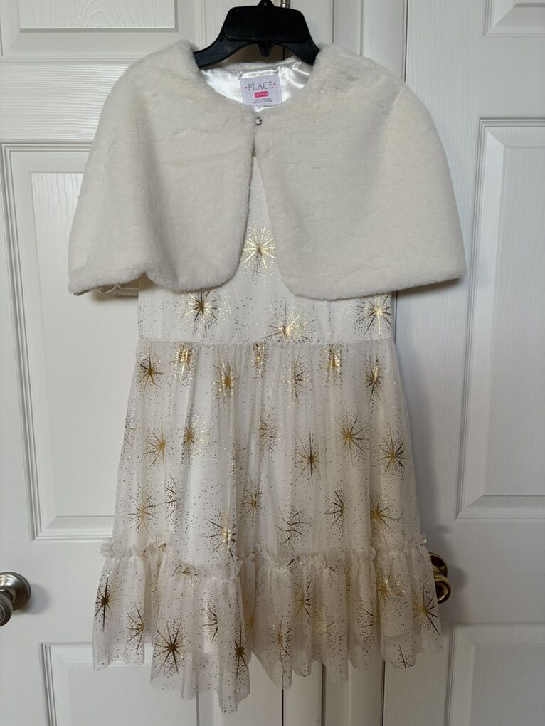 Girls' Holiday Dress with Capelet