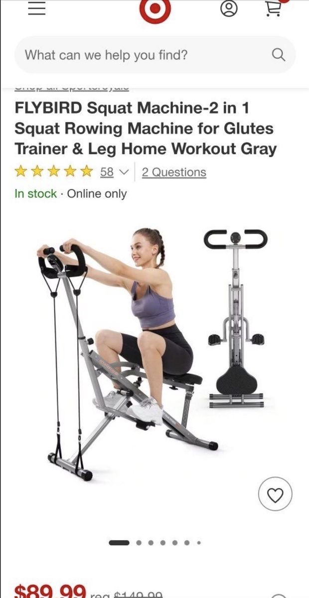 FLYBIRD 2-in-1 Squat Machine & Rowing Machine Glutes Trainer Home Workout Gray