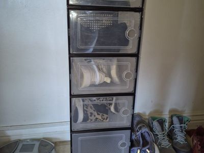 6 Shoe Organizer Boxes with Door Stackable