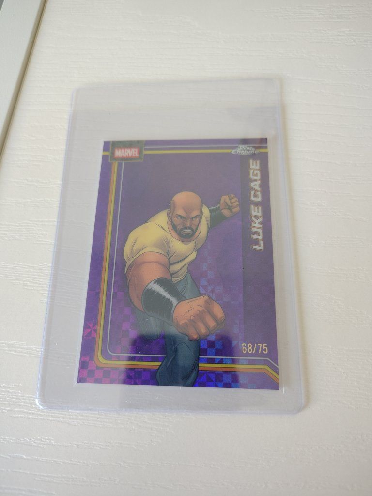 2026 Topps Chrome Marvel Luke Cage Purple Refractor Trading Card #68/75