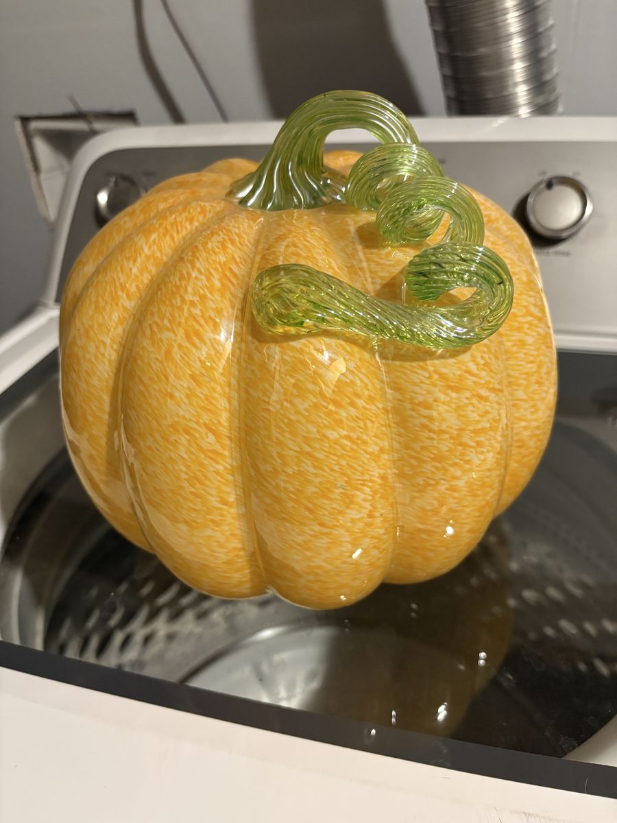 Several glass pumpkins