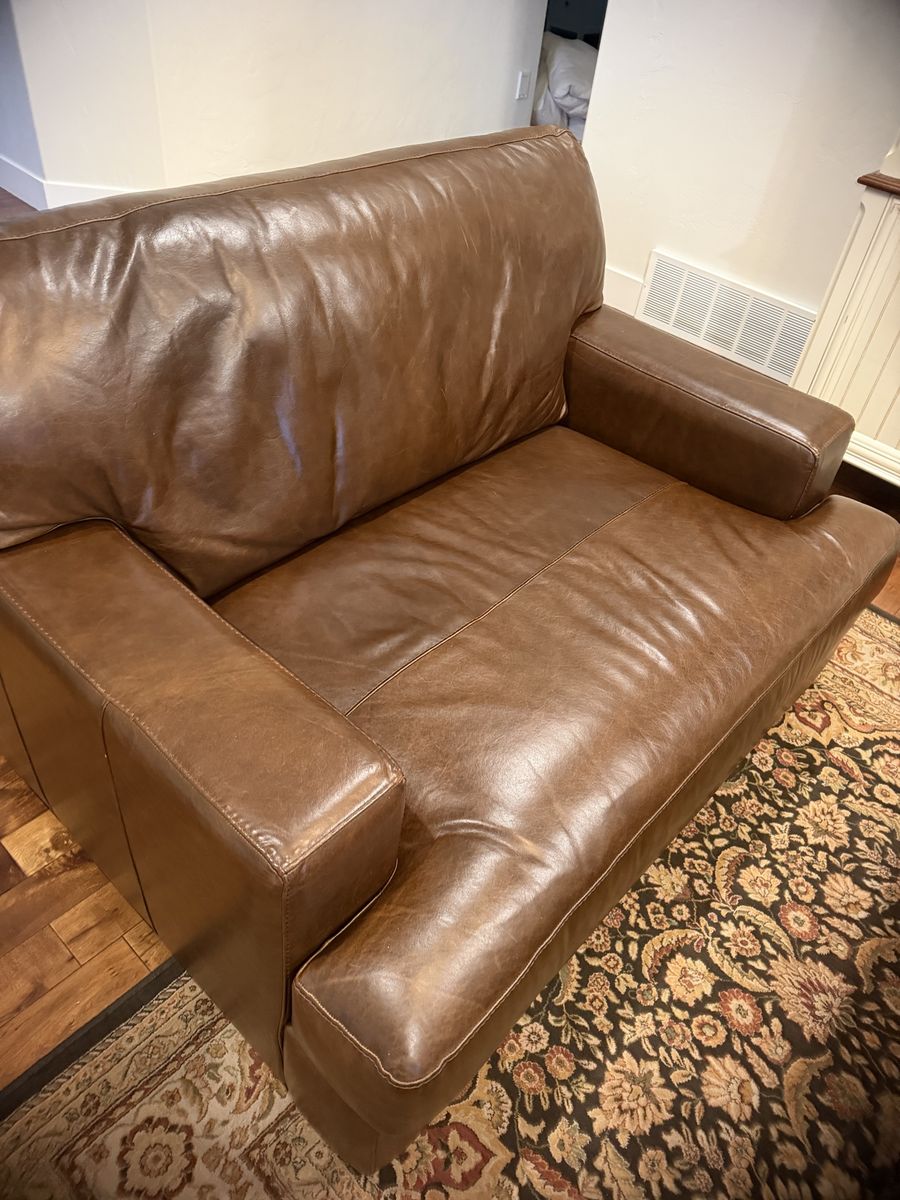 Leather loveseat