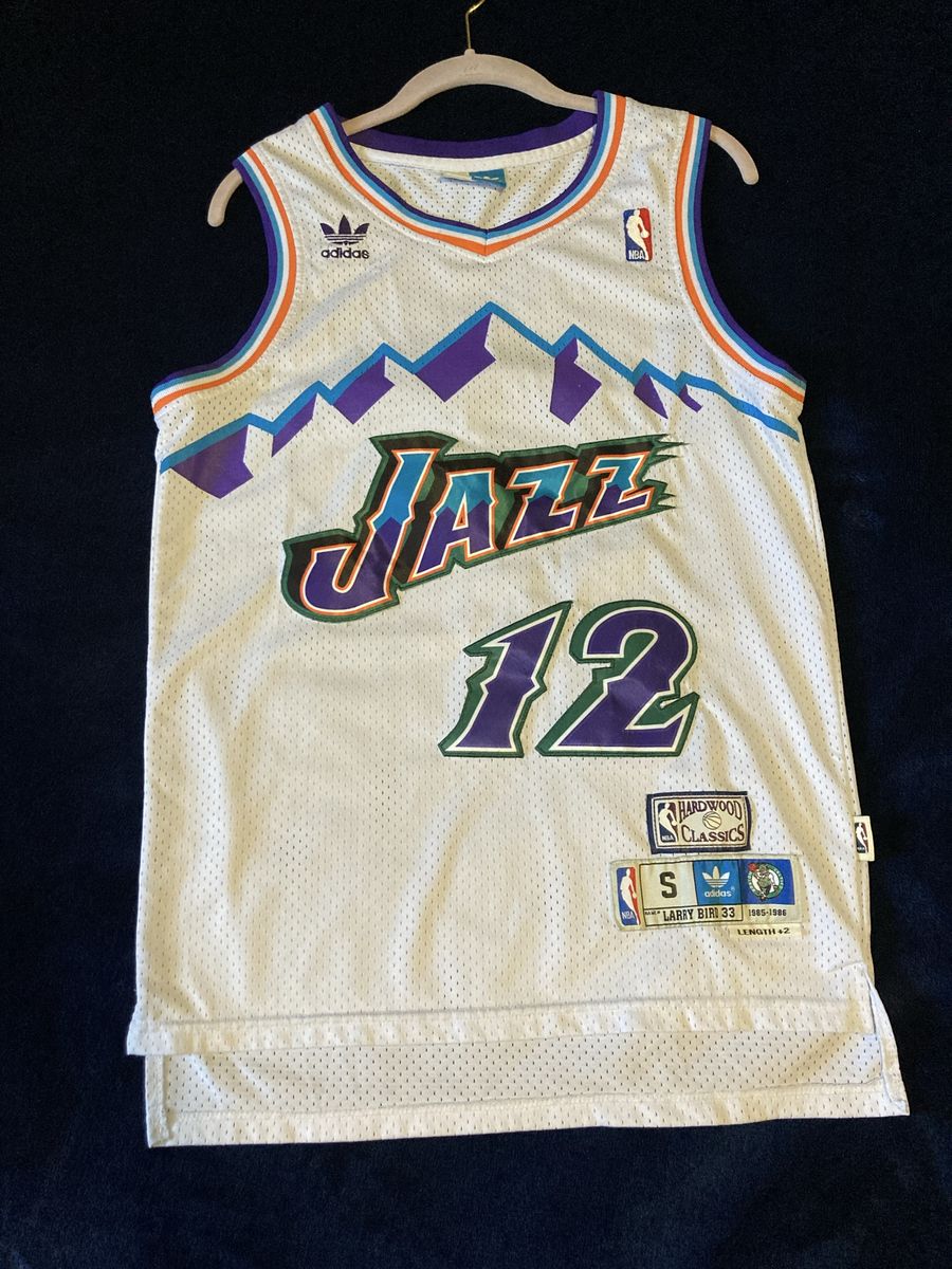 VTG Adidas Hardwood Classics Utah Jazz John Stockton White Jersey Size S