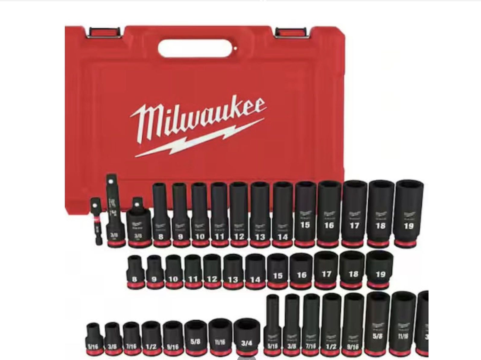 Milwaukee SHOCKWAVE 3/8 in. Drive SAE and Metric 6 Point Impact Socket Set (43-Piece)