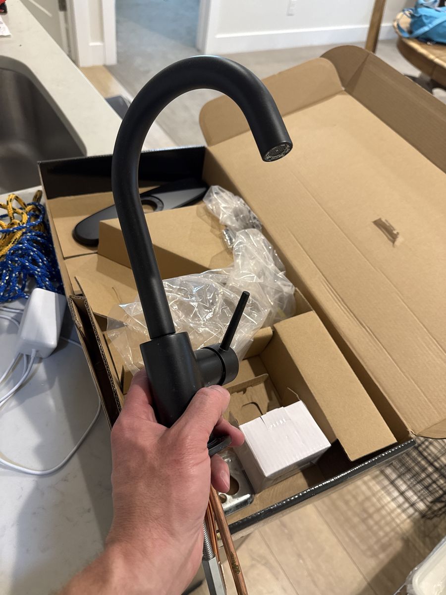 Free Black Gooseneck Kitchen Faucet Single Handle Modern Design
