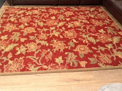 Pottery Barn Palampore Wool Area Rug 8' x 10' Red Floral Pattern