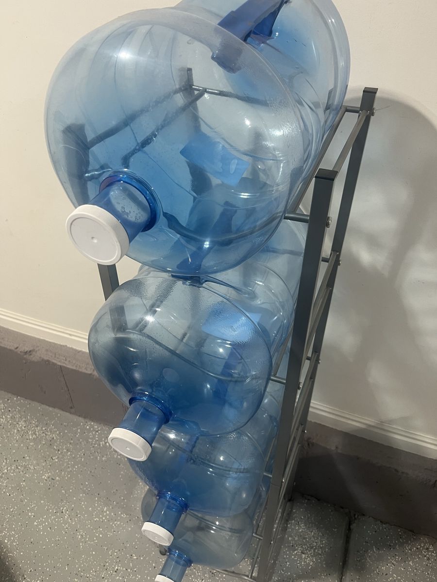 5-Tier Heavy Duty Water Bottle Storage Rack with 5 x 5-Gallon Reusable Water Jugs