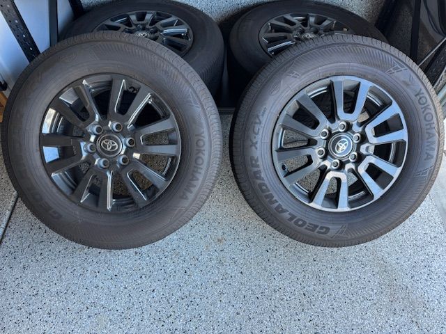OEM 2025 Land Cruiser 7.5"x18" Wheels and 245/70R18 Yokohama Geolandar Tires.