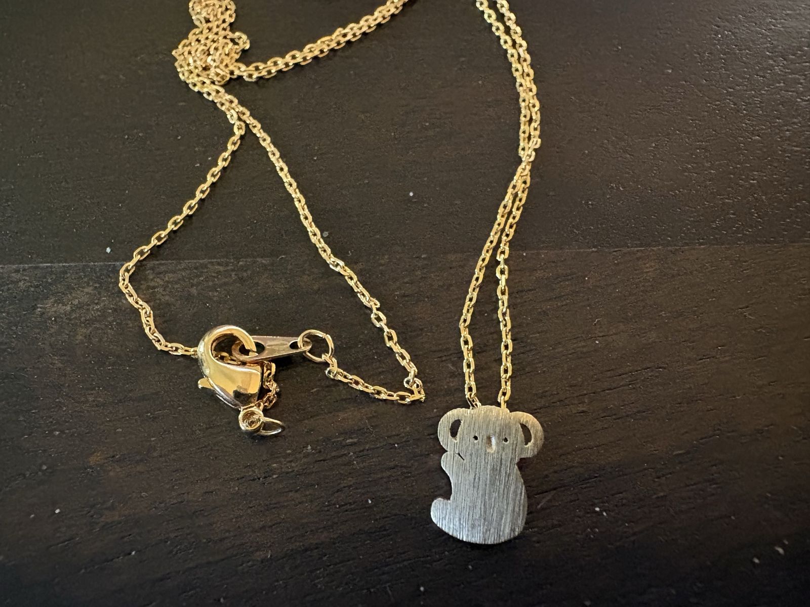 New Gold Tone Necklace w/ Koala Bear Pendant