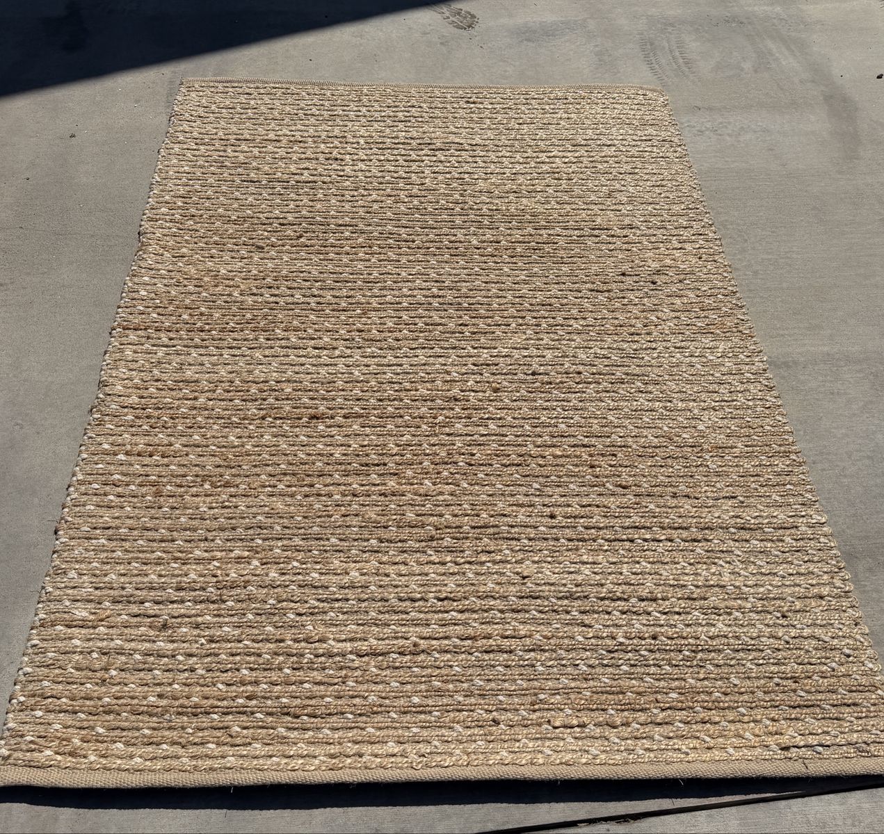 Natural Jute Blend Area Rug 5 ft x 7 ft 6 in Natural Tan Accent Carpet