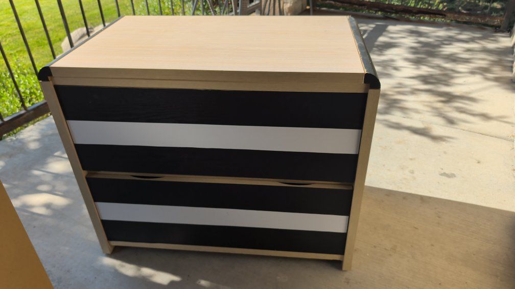 Two-Drawer Modern Striped Accent Chest Nightstand