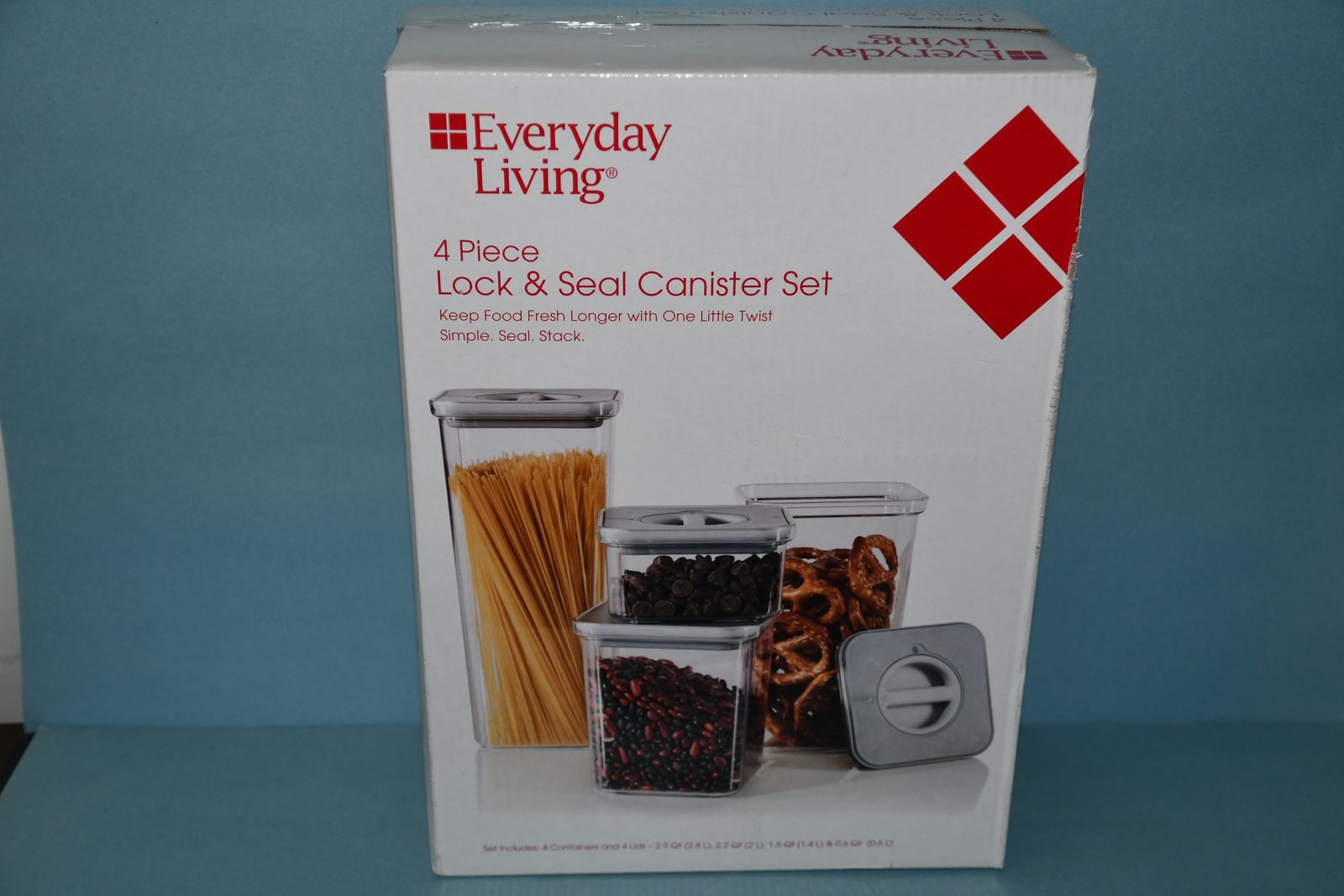 NEW, SEALED 4 PIECE LOCK & SEAL CANISTER SET ~ 4 CONTAINERS & 4 LIDS ~ NICE!