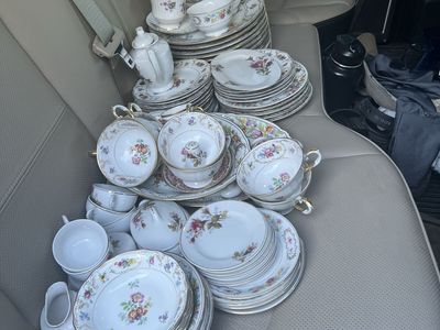 Vintage Floral Gold Trim China Dinnerware Set
