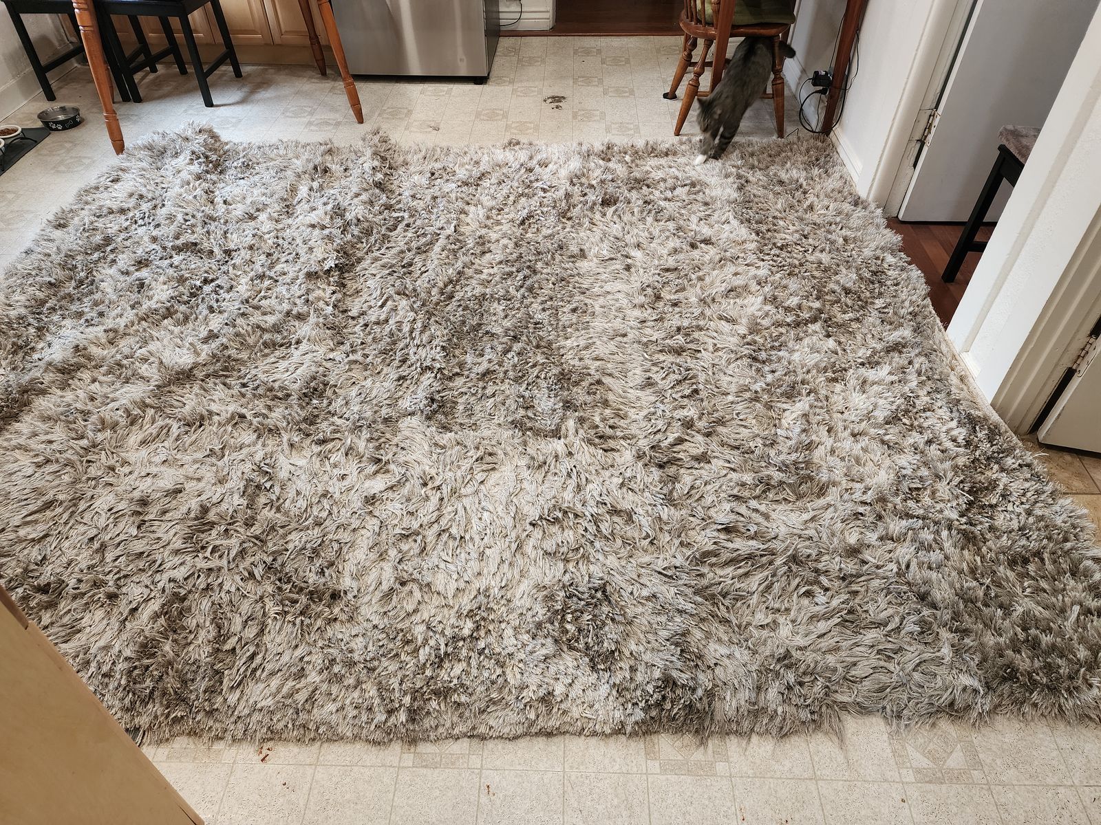 This is good condition fuzzy 8x10 rug