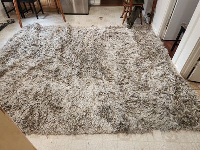 This is good condition fuzzy 8x10 rug