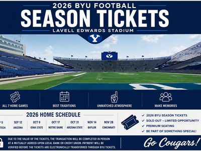 4 BYU FOOTBALL SEASON TICKETS — NOTRE DAME — ROWS 4 & 5 — SEC 46