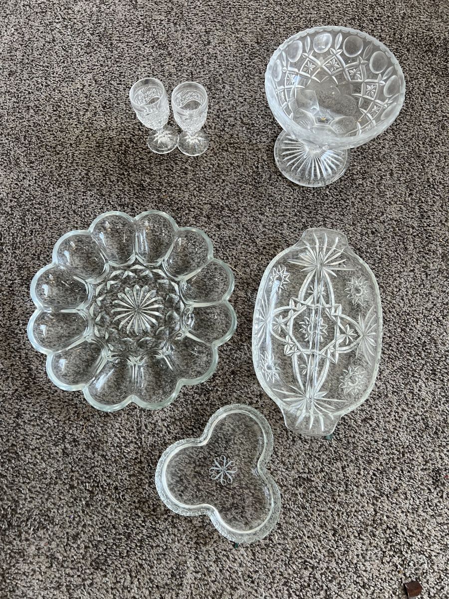 Glass Candy Dish, Serving Tray, Shot Glass