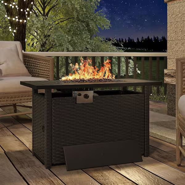 Rectangular Wicker Porpane Fire Pit-New In box
