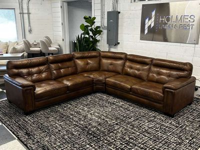 COSTCO HARRISON LEATHER SECTIONAL in BROWN!!