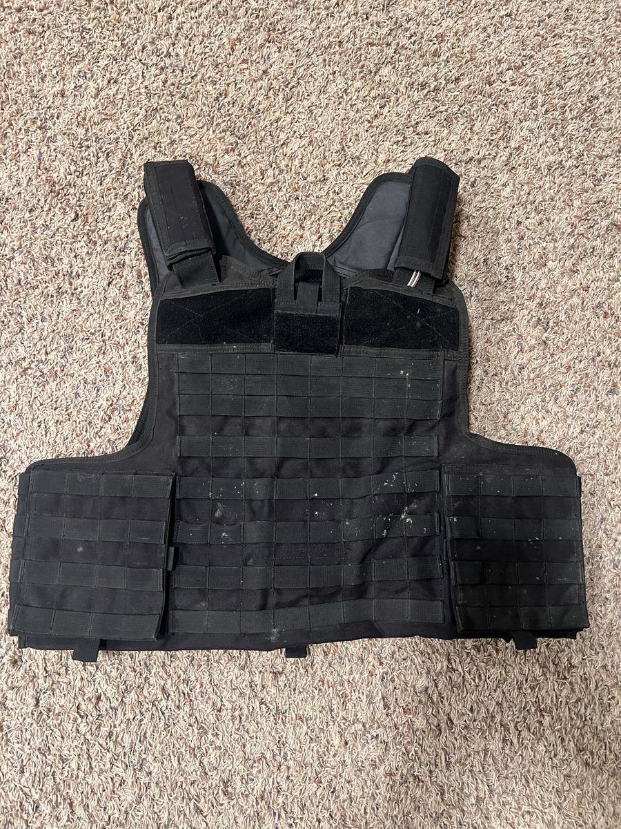 Black Tactical Vest with MOLLE Webbing - Plate Carrier