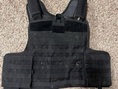 Black Tactical Vest with MOLLE Webbing - Plate Carrier