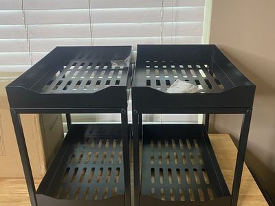 Set of 2 Black Metal Under-Sink Sliding Storage Organizer Racks