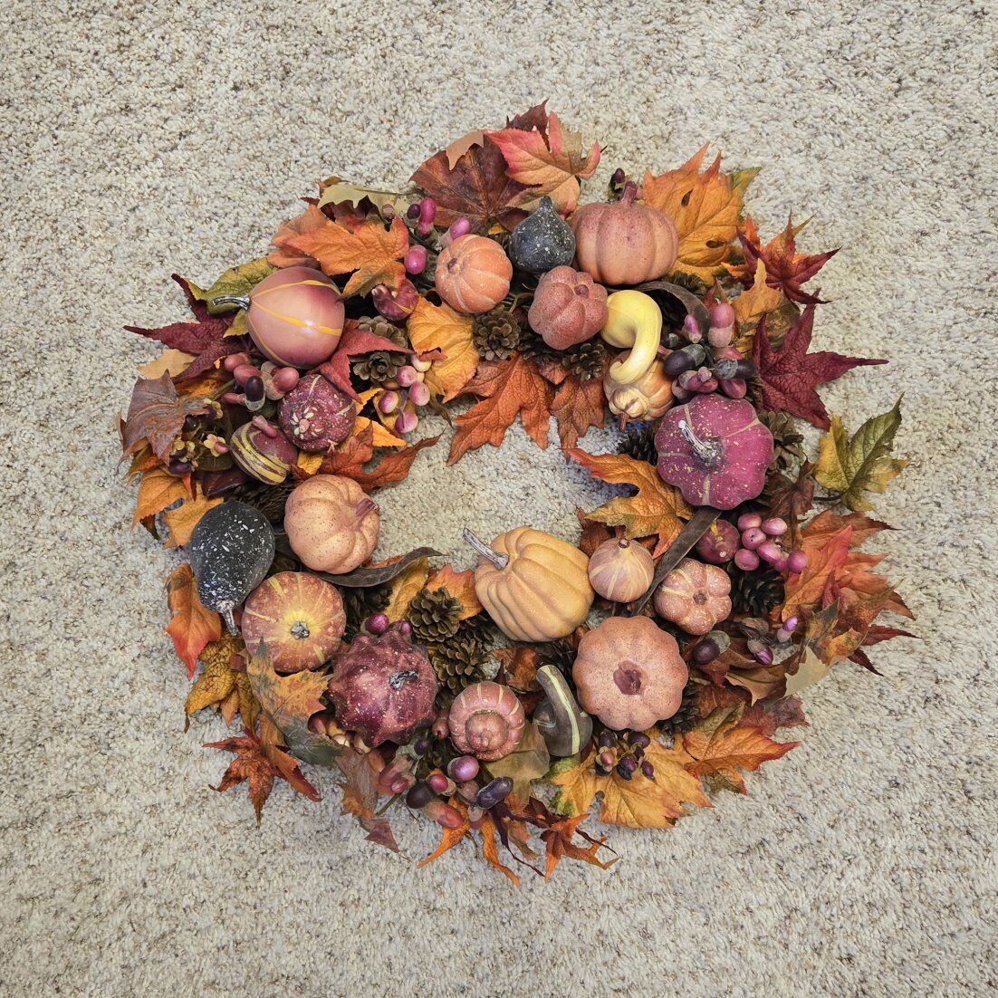 wreath fall autumn squash pinecone