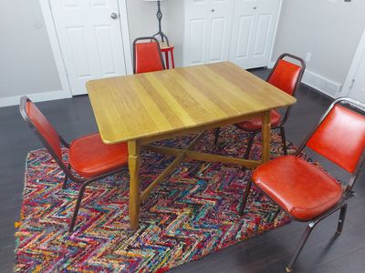 Vintage Wooden Extendable Table + 4 Retro Chairs – Solid & Stylish! $149