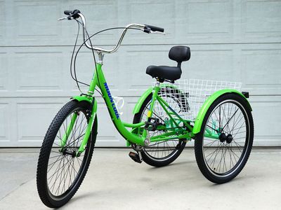 MoonCool 26" 7-Speed Adult Tricycle + Folding Hitch Rack & Extras Senior Trike