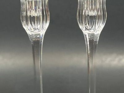Vintage Mikasa Icicles Lead Crystal 8 In. Candlestick Holders Stemware Set Of Two