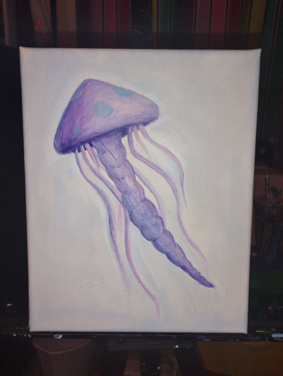Original Jellyfish Painting – 8x11 Canvas, Hand Painted