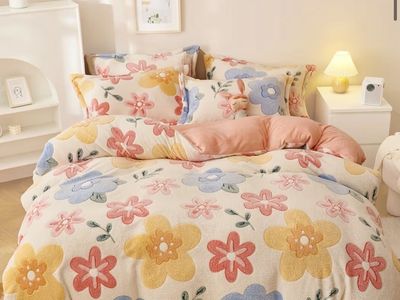 Pink Floral Fluffy Twin Comforter & Duvet Cover Set - Like New Condition