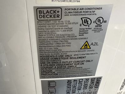 Black +Decker 14,000 BTU Portable Air Condintioner