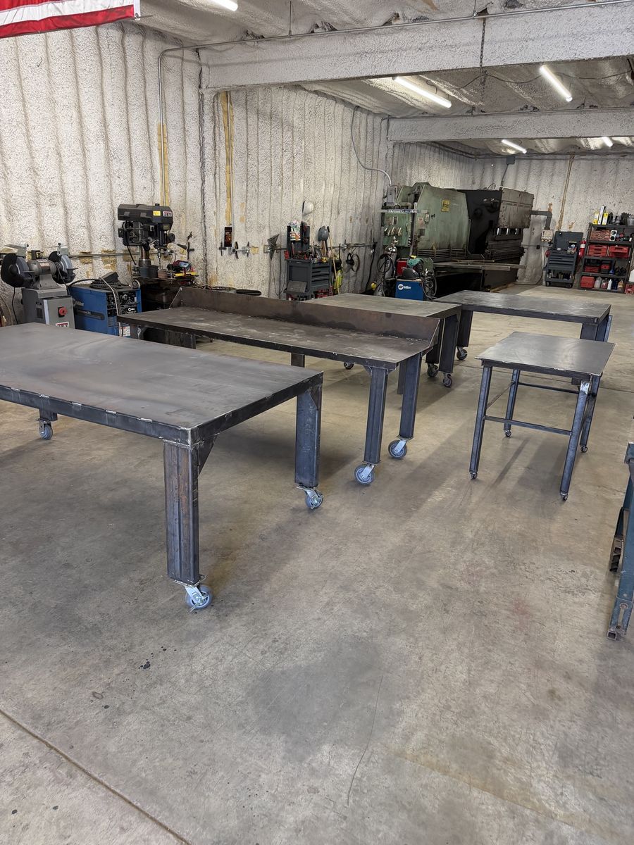 Heavy-Duty Welded Steel Work Tables on Casters - Various Sizes for Workshop/Garage