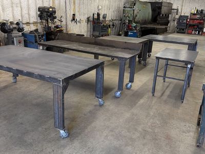 Heavy-Duty Welded Steel Work Tables on Casters - Various Sizes for Workshop/Garage