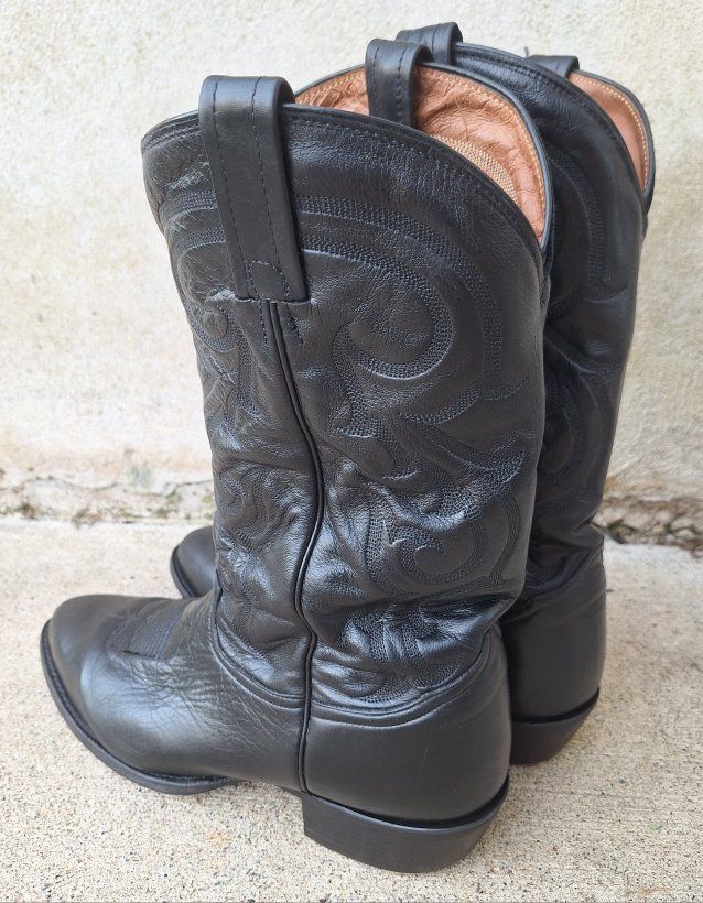 Nice Mens Black Ol Buck Tony Lama Leather Boots 13