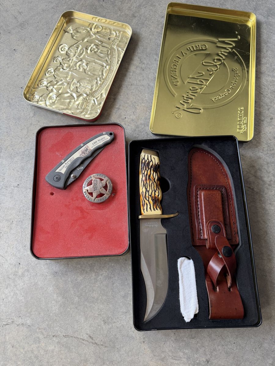 Uncle George Schrade Fixed Blade Knife & Schrade Texas Ranger 180 Years Commemorative Folding Knife Set