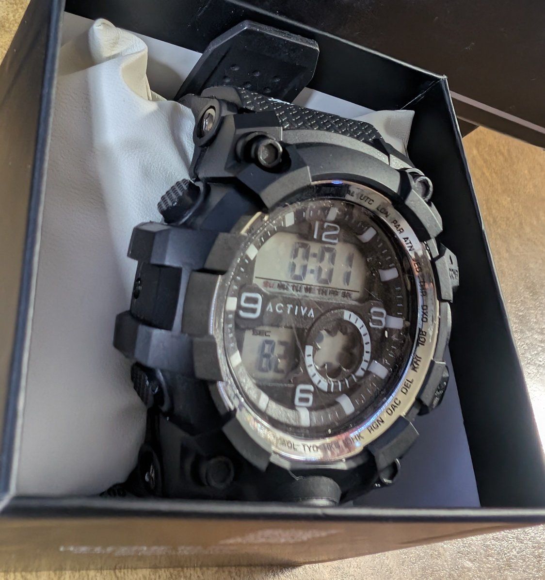 Activa Black Digital Sport Watch with Compass and Altimeter 