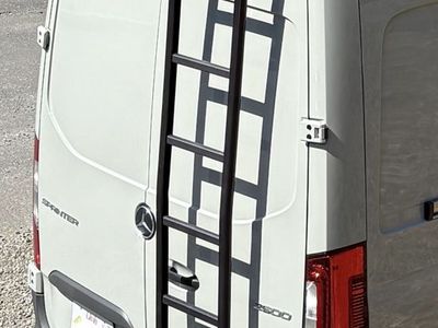 Black Adjustable Rear Door Ladder off Sprinter High Roof