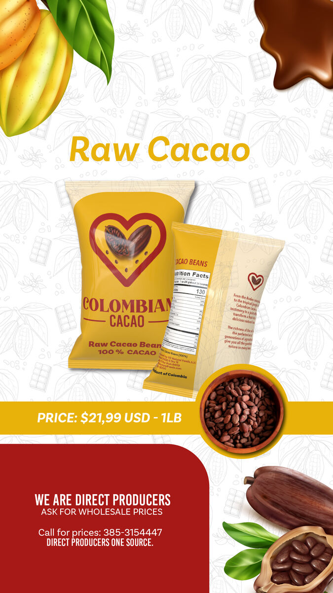 2 Pack  RAW CACAO BEANS – Fermented, Single-Origin Colombian Cacao (Unroasted)