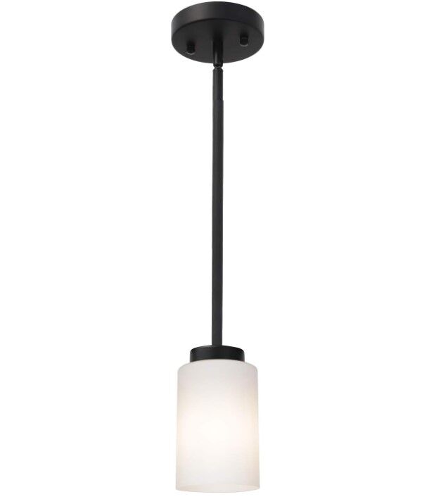 Black Pendant Light Fixture with Opal White Glass, Farmhouse Mini Chandelier