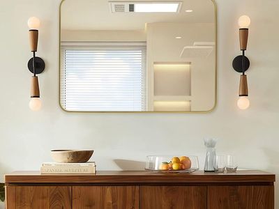 30"x36" Rounded Rectangle Metal Vanity Mirror, Gold