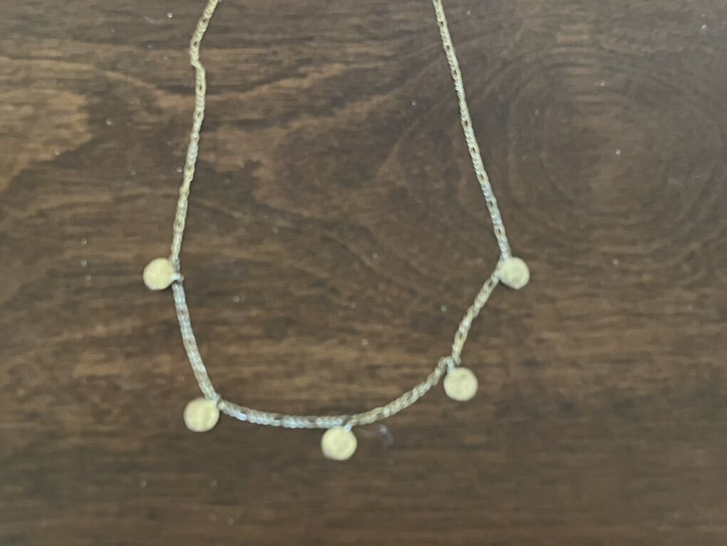 New Rezi Short Length Necklace W/5 Discs Gold Tone