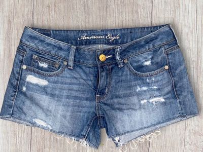 American Eagle Low Rise Denim Shorty Shorts Size 6