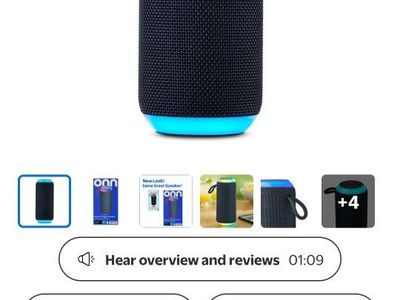 Onn. Medium Rugged Speaker with LED Lighting Gray