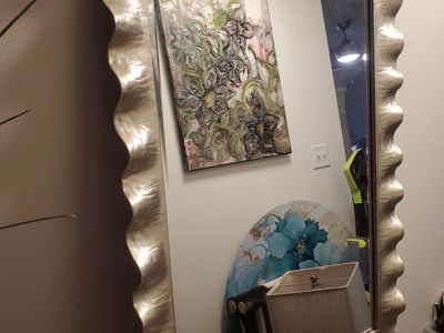 Gorgeous 48x29 Hammered Silver Metal Mirror; fcfs