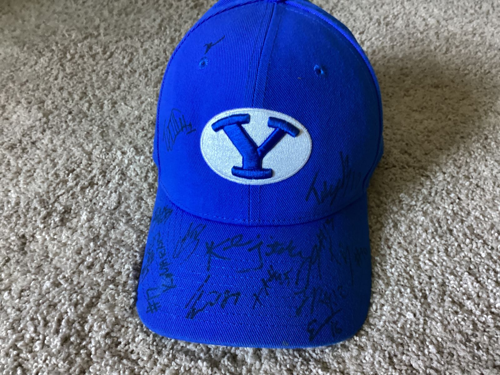 BYU cougars hat with 13 different signatures