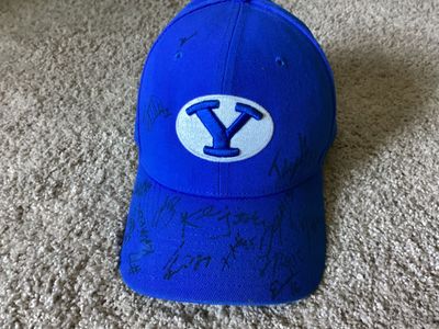BYU cougars hat with 13 different signatures